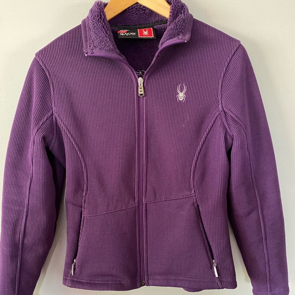 Spyder Deep‎ Purple Knit jacket Fleece lined women’s size small
